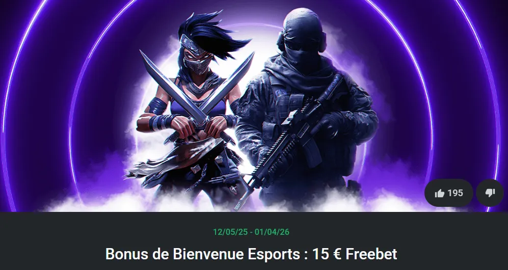 bonus de esport de bienvenue