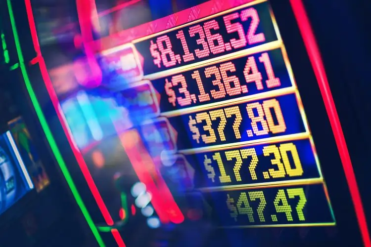 Affichage lumineux des gains sur une machine à sous – Illustration des profits potentiels des bonus casino