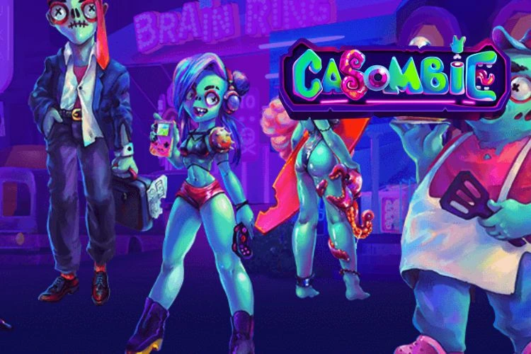 Colorful zombie characters representing the offbeat and playful universe of the Casombie online casino