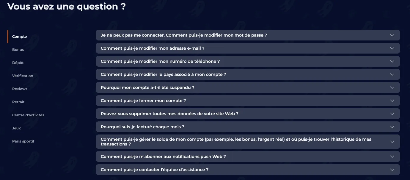 la faq de ninecasino