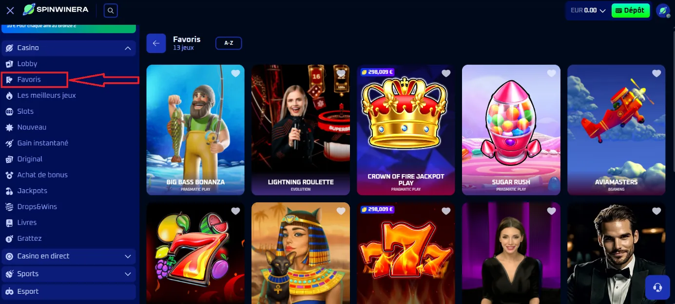 favoris spinwinera