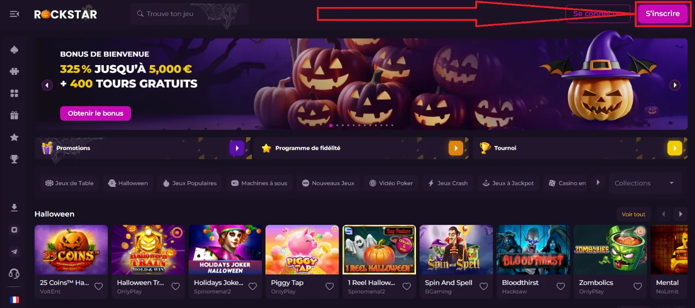 comment accéder au formulaire d'inscription de rockstar casino
