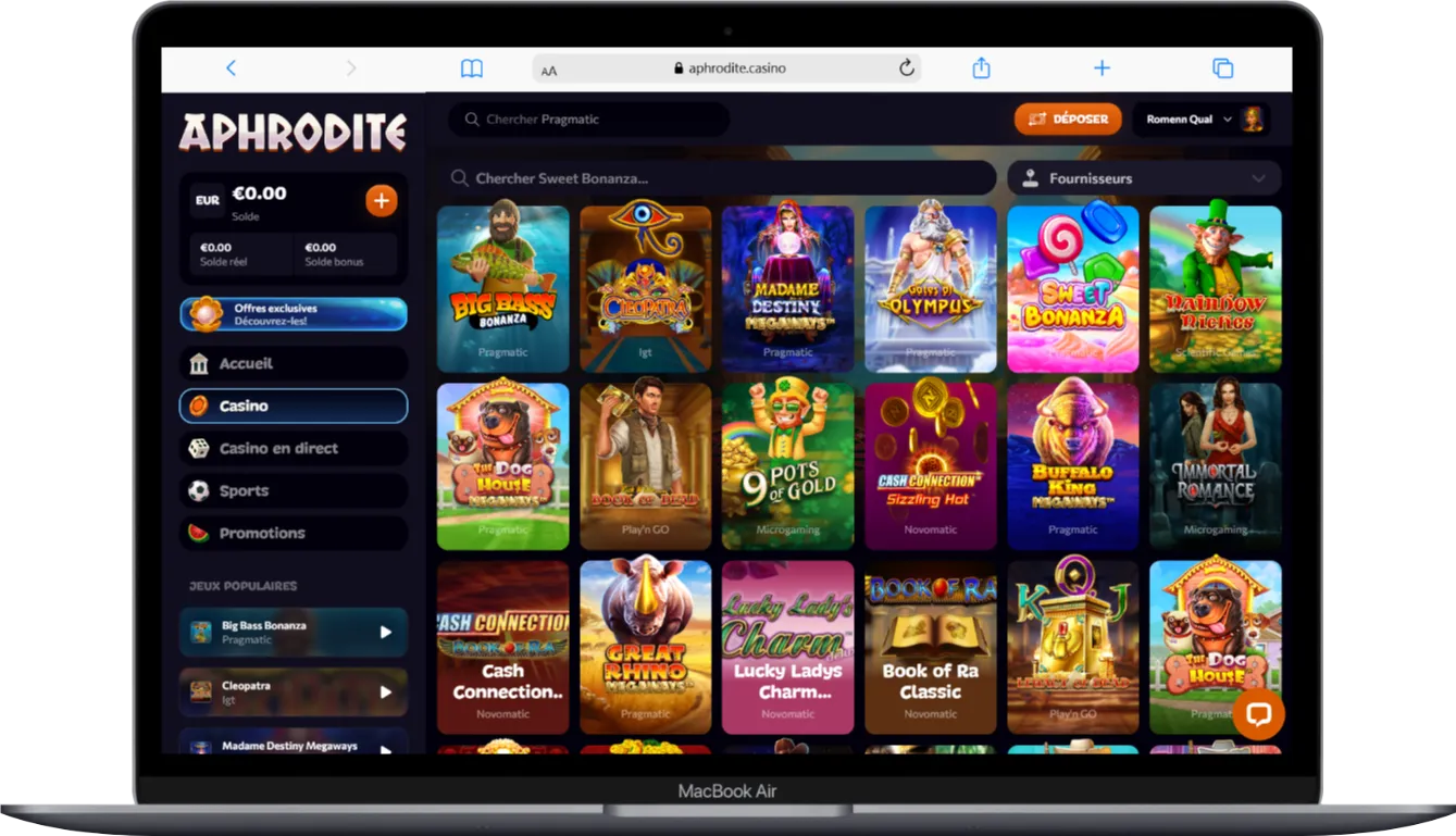 homepage de aphrodite casino