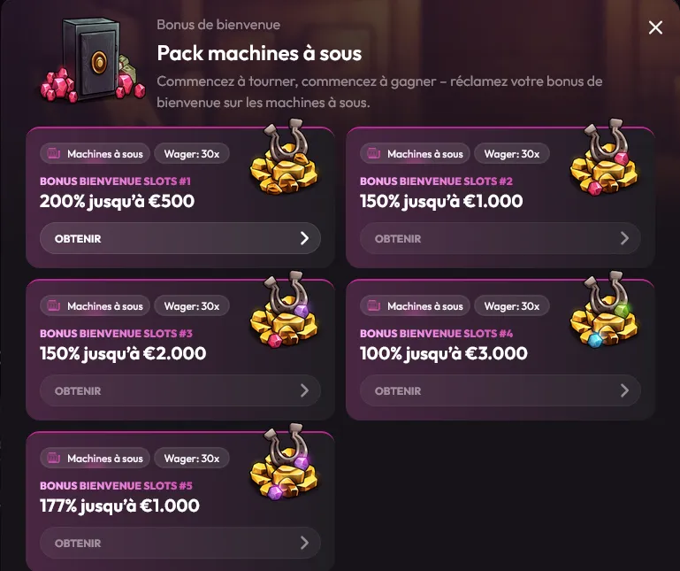 Liste des bonus sur madcasino