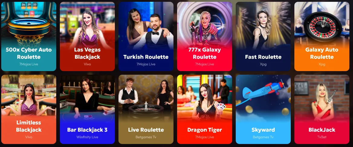 Lite des machines en direct sur madcasino