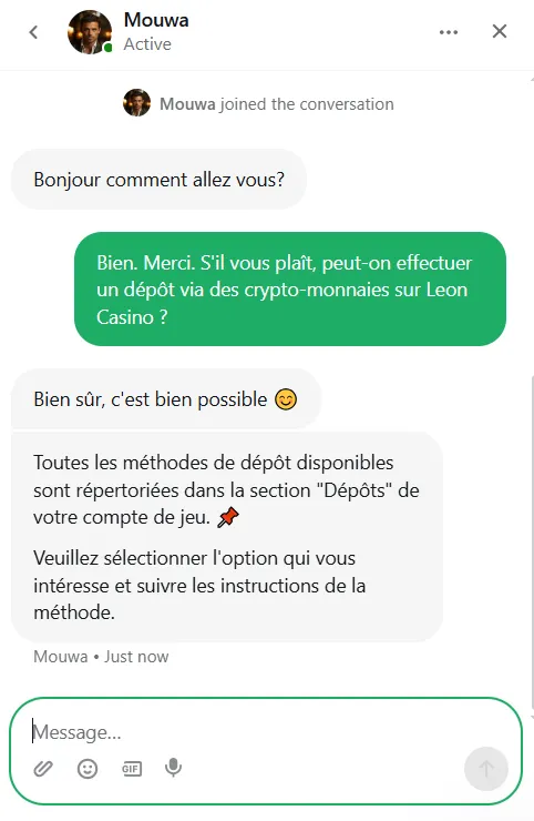livechat leon casino